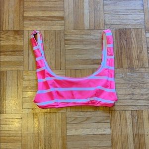 AERIE Scoop Neck Bikini Top *PINK AND WHITE*